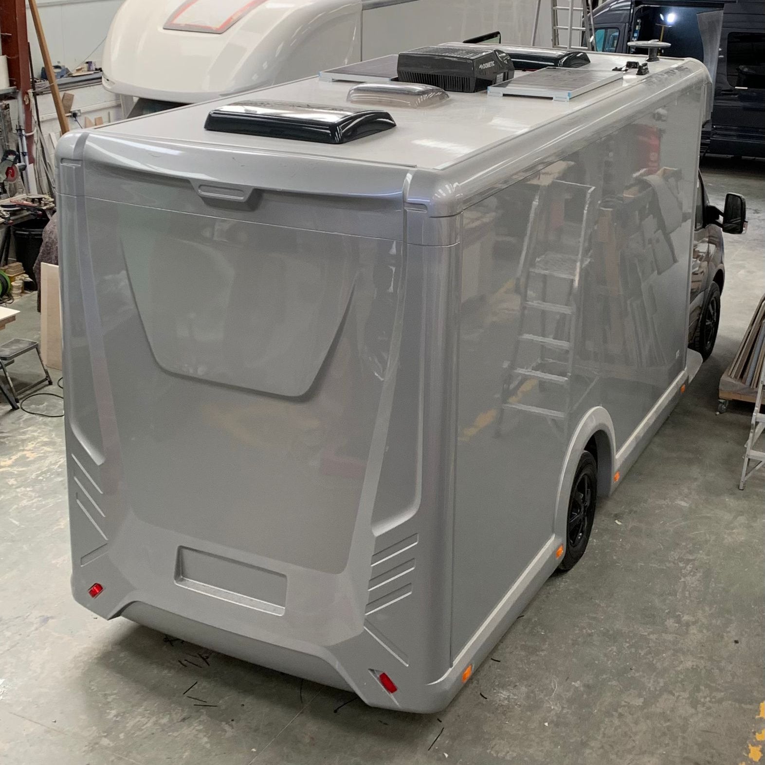 Grey Mercedes campervan back panel